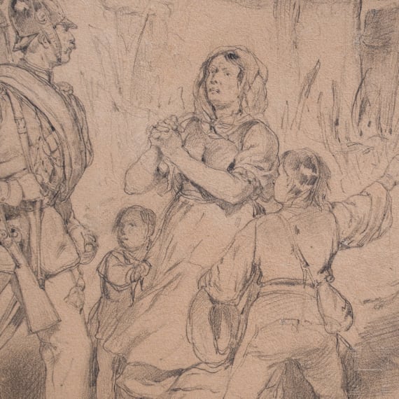 Josef Anton Strassgschwandtner (1826 - 1881) - eigenh&auml;ndige Entwurfszeichnung f&uuml;r Gem&auml;lde