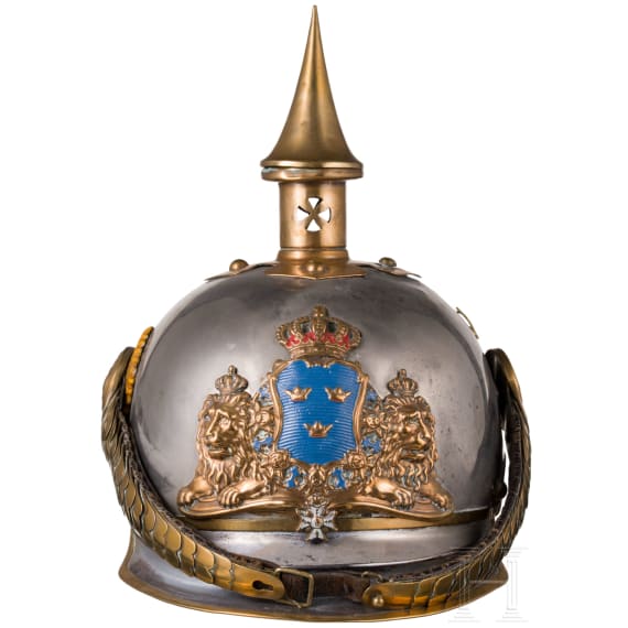 Helm f&uuml;r Mannschaften der 1. Eskadron der Leibgarde zu Pferd, um 1900/10