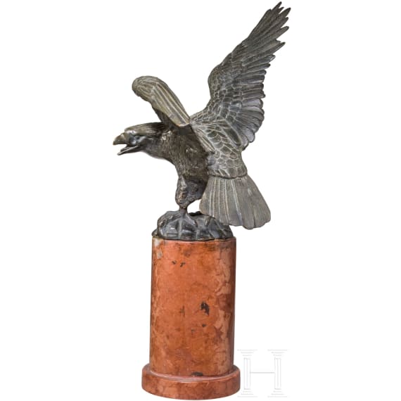 Bronzeadler auf roter Marmors&auml;ule, 19./20. Jhdt.