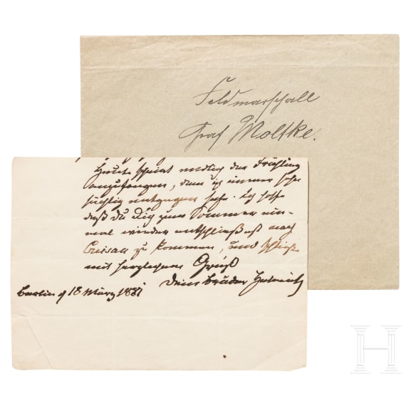 Generalfeldmarschall Helmuth von Moltke (1800 - 1891) - Abschnitt eines eigenh&auml;ndigen Briefs an seinen Bruder vom 18. M&auml;rz 1891