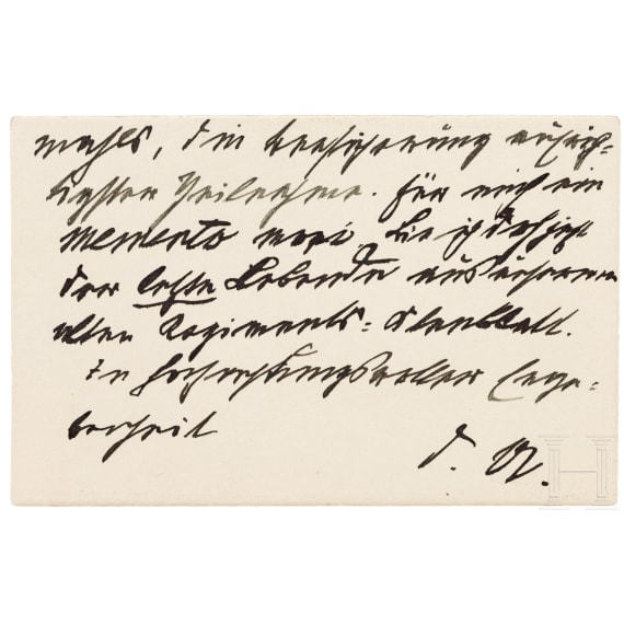 Generalmajor Theodor Leutwein (1849 - 1921) - eigenh&auml;ndig beschriebene Visitenkarte in &Uuml;bersendungskuvert an die Sammlerin, 1912