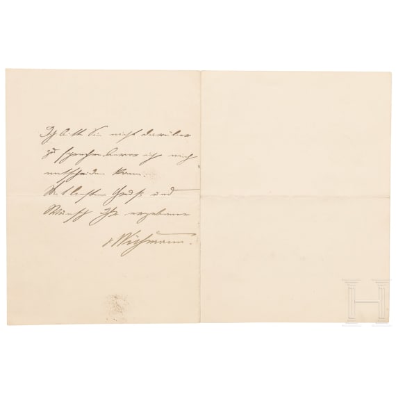 Major Hermann von Wissmann (1853 - 1905) - eigenh&auml;ndiger Brief an den damaligen Oberleutnant Georg Maercker, 1897