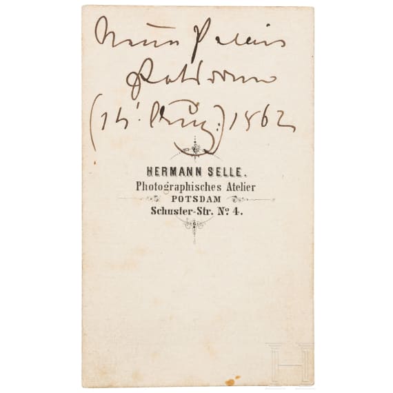 Kronprinz Friedrich Wilhelm von Preu&szlig;en (1831 - 1888) - Fotographie mit eigenh&auml;ndiger Unterschrift, 1862