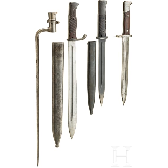 Sammlung von zw&ouml;lf Seitengewehren, 18. - 20. Jhdt.