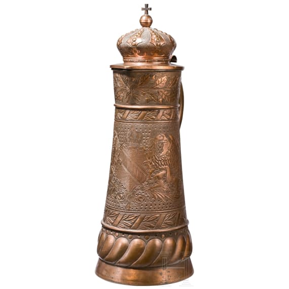 Gro&szlig;herzog Friedrich I. von Baden - hohe Deckelkanne als Geburtstagsgeschenk, datiert 9.9.1896