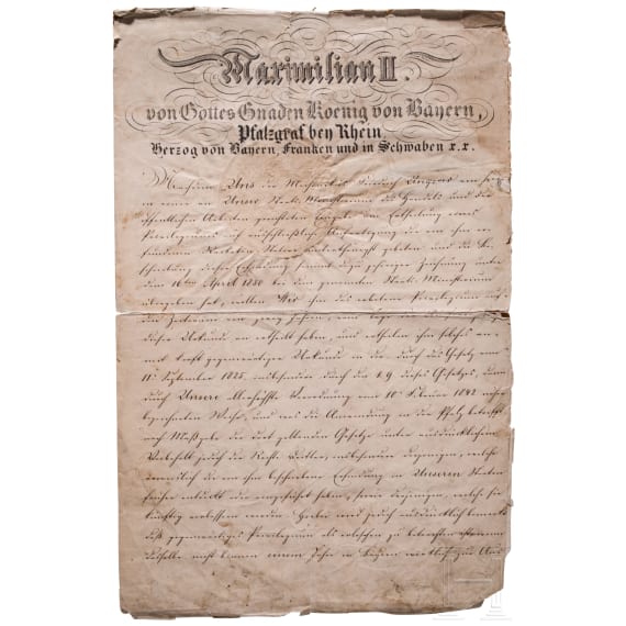 K&ouml;nig Ludwig I. und K&ouml;nig Maximilian II. von Bayern - zwei Autographen, datiert 1846 und 1850