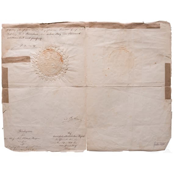 K&ouml;nig Ludwig I. und K&ouml;nig Maximilian II. von Bayern - zwei Autographen, datiert 1846 und 1850