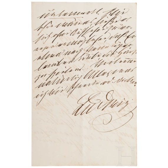 K&ouml;nig Ludwig II. von Bayern (1845 - 1886) - eigenh&auml;ndiger Brief an seinen Marstallfourier und engen Vertrauten Karl Hesselschwerdt (1840 - 1902), ab 1880