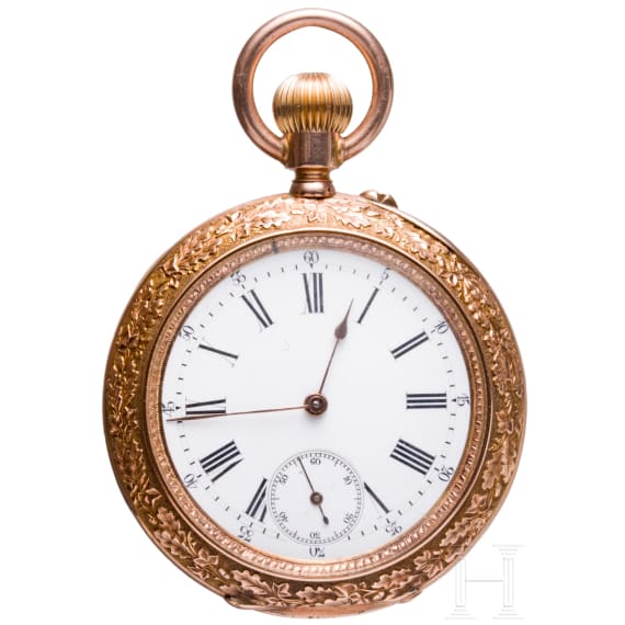 K&ouml;nig Ludwig II. von Bayern - goldene Savonette mit schwerer Uhrenkette, Geschenk an seinen Oberstallmeister Max Karl Theodor Graf von Holnstein (1835 - 1895)