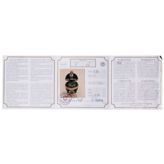 Faberg&eacute;-Jubil&auml;ums-Osterei "150 Jahre K&ouml;nig Ludwig II.", Nummer 4 aus der auf 25 Exemplare limitierten Auflage der "Collection Faberg&eacute; by Victor Mayer"