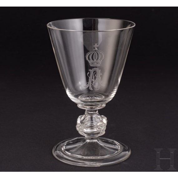 Prinz Alfons von Bayern (1862 - 1933) - ein Rotwein-, ein Wei&szlig;wein- und drei Sherrygl&auml;ser
