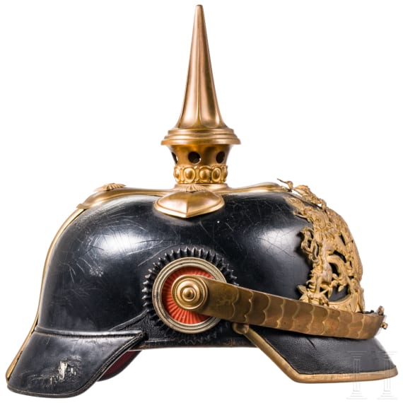 Helm M 1886 f&uuml;r Offiziere mit Tr&auml;gerfoto und zwei Dokumenten