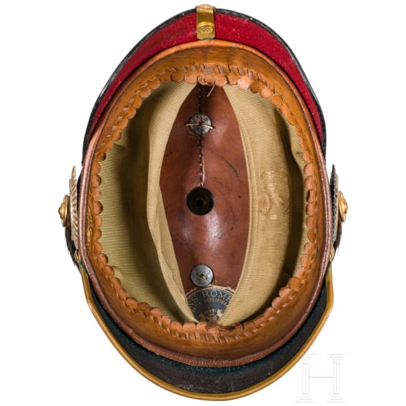 Helm M 1886 f&uuml;r Offiziere mit Tr&auml;gerfoto und zwei Dokumenten