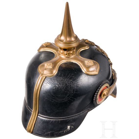 Helm M 1886 f&uuml;r Offiziere mit Tr&auml;gerfoto und zwei Dokumenten