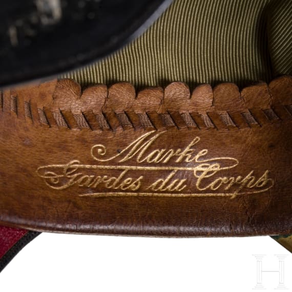 Helm M 1886 f&uuml;r Offiziere mit Tr&auml;gerfoto und zwei Dokumenten