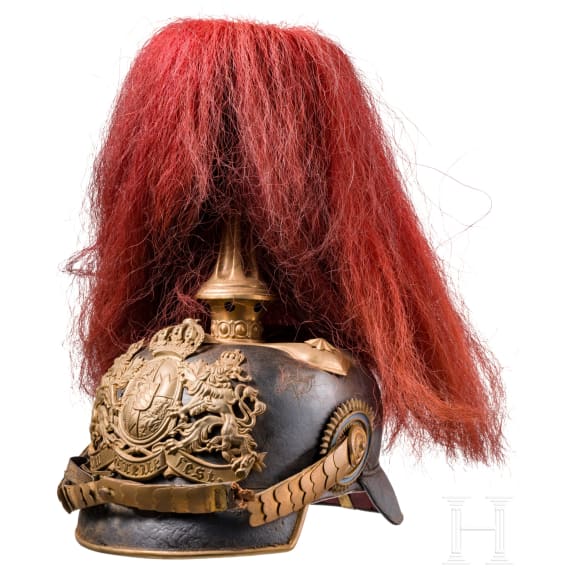 Helm M 1886 f&uuml;r Offiziere der Artillerie mit Paradebusch