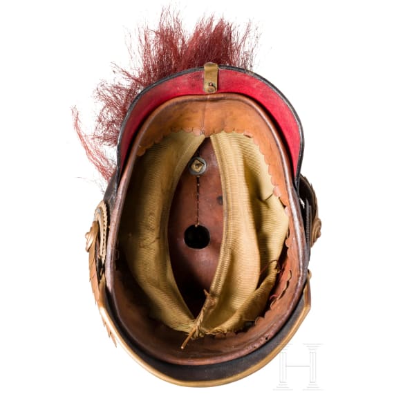 Helm M 1886 f&uuml;r Offiziere der Artillerie mit Paradebusch