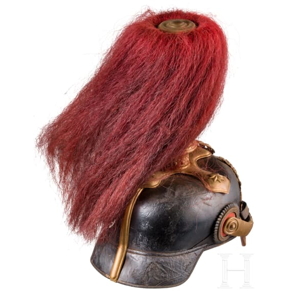 Helm M 1886 f&uuml;r Offiziere der Artillerie mit Paradebusch