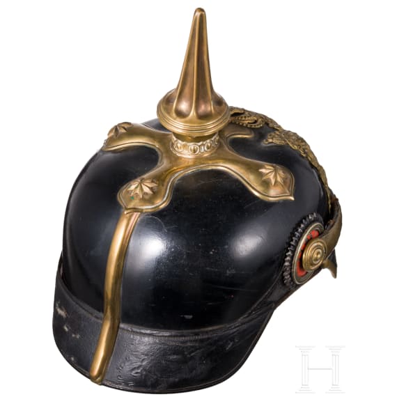 Oberleutnant Otto Zentgraf vom Train-Depot des III. AK - Helm M 1886 f&uuml;r Offiziere mit Paradebusch