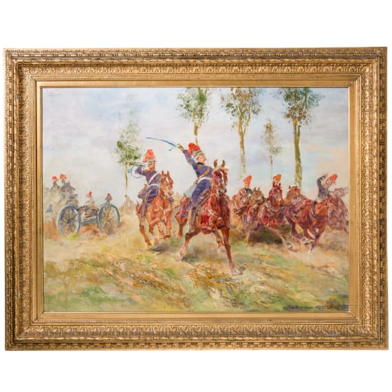 Gem&auml;lde "Artillerie im Angriff" von Anton Hoffmann (1863-1938)