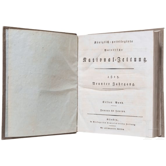 "K&ouml;niglich=privilegirte Baierische National=Zeitung" - zwei gebundene Halbjahresausgaben 1815