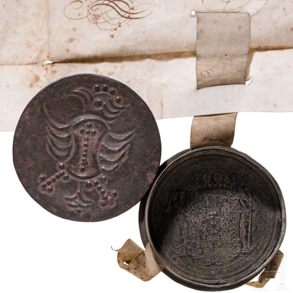 K&ouml;nig Friedrich I. von Preu&szlig;en (1657 - 1713) - Lehnsbrief f&uuml;r Paschen Ramin f&uuml;r L&auml;ndereien bei Neustadt an der Dosse, mit eigenh&auml;ndiger Unterschrift des K&ouml;nigs, datiert 12. August 1705