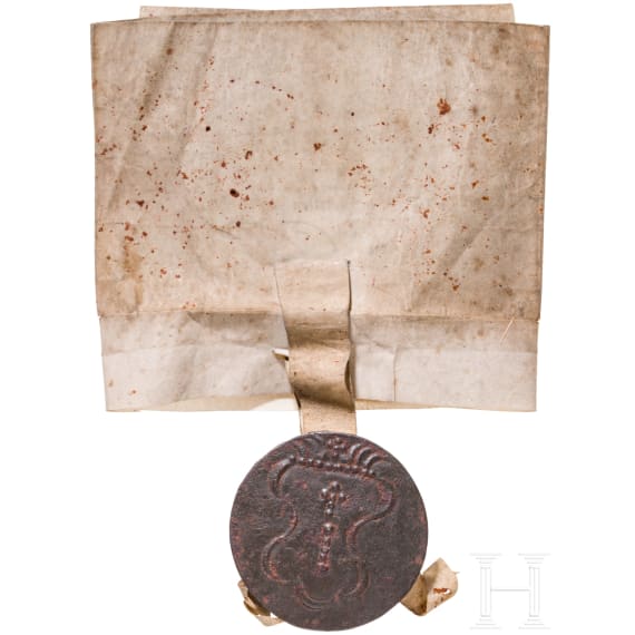 K&ouml;nig Friedrich I. von Preu&szlig;en (1657 - 1713) - Lehnsbrief f&uuml;r Paschen Ramin f&uuml;r L&auml;ndereien bei Neustadt an der Dosse, mit eigenh&auml;ndiger Unterschrift des K&ouml;nigs, datiert 12. August 1705