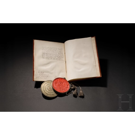K&ouml;nig Friedrich II von Preu&szlig;en (1712 - 1786) - Adelsbrief f&uuml;r den "Obristlieutenant Lepsischen Regiments Gottfried von Seel" vom 9. Januar 1742
