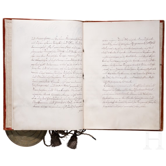 K&ouml;nig Friedrich II von Preu&szlig;en (1712 - 1786) - Adelsbrief f&uuml;r den "Obristlieutenant Lepsischen Regiments Gottfried von Seel" vom 9. Januar 1742