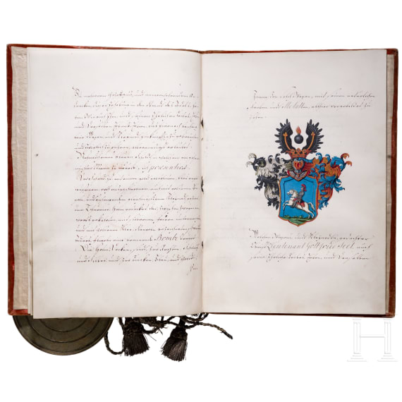K&ouml;nig Friedrich II von Preu&szlig;en (1712 - 1786) - Adelsbrief f&uuml;r den "Obristlieutenant Lepsischen Regiments Gottfried von Seel" vom 9. Januar 1742