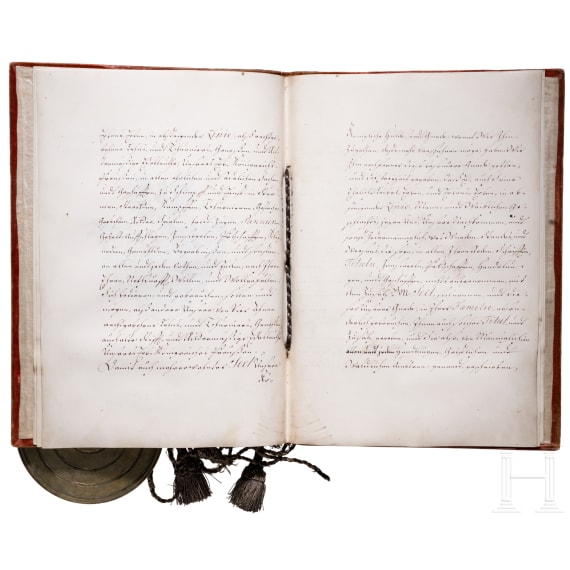 K&ouml;nig Friedrich II von Preu&szlig;en (1712 - 1786) - Adelsbrief f&uuml;r den "Obristlieutenant Lepsischen Regiments Gottfried von Seel" vom 9. Januar 1742