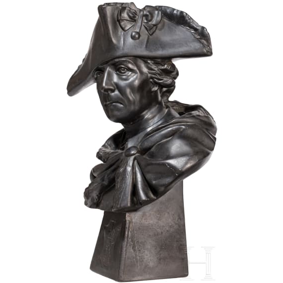 K&ouml;nig Friedrich II. von Preu&szlig;en - gro&szlig;e Eisenguss-Portraitb&uuml;ste nach Johann Gottfried Schadow