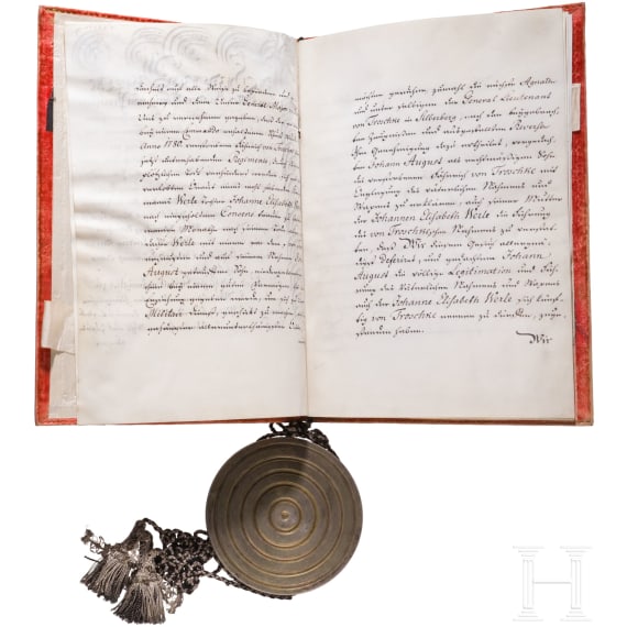 K&ouml;nig Friedrich Wilhelm II. von Preu&szlig;en (1744 - 1797) - Legitimations-Patent zum F&uuml;hren des v&auml;terlichen Namens und Wappens f&uuml;r den unehelichen Sohn eines verstorbenen F&auml;hnrichs, datiert 5.2.1790