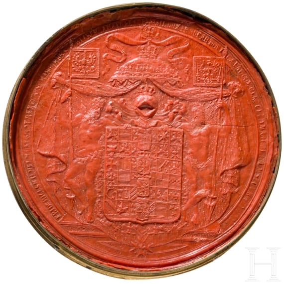 K&ouml;nig Friedrich Wilhelm II. von Preu&szlig;en (1744 - 1797) - Wachssiegel in silbervergoldeter Kapsel, um 1790