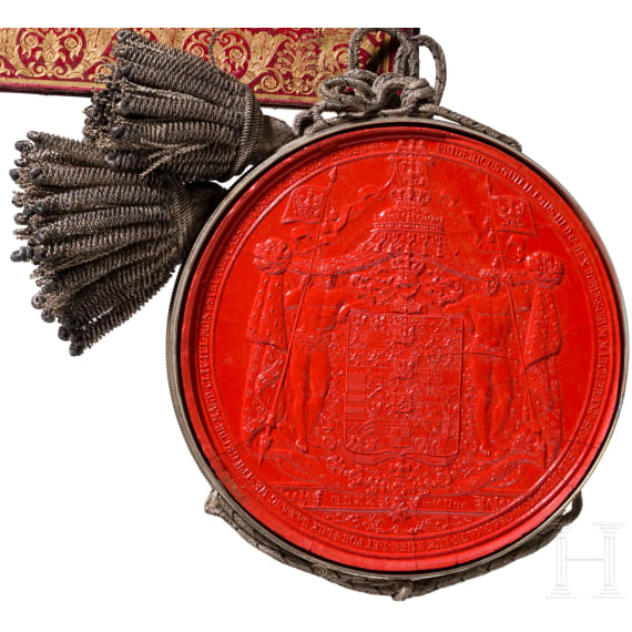 K&ouml;nig Friedrich Wilhelm III. von Preu&szlig;en (1770 - 1840) - Adelsbrief f&uuml;r den Premier-Lieutenant Ludwig Wilhelm Vollard (1793 - 1860) im 2. Leibhusarenregiment, datiert 1. M&auml;rz 1829
