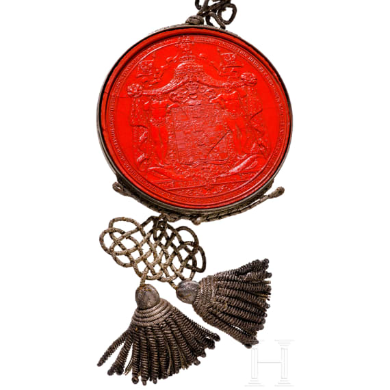 K&ouml;nig Friedrich Wilhelm III. von Preu&szlig;en (1770 - 1840) - Legitimations-Patent zum F&uuml;hren des v&auml;terlichen Namens und Wappens f&uuml;r den unehelichen Sohn eines verstorbenen Lieutenants, datiert 13.7.1821