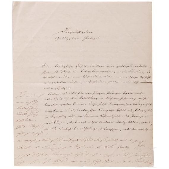 Kaiser Wilhelm I. (1797 - 1888) - eigenh&auml;ndige und signierte Antwort an den Milit&auml;rgouverneur von Unruh seines Sohnes Prinz Friedrich Wilhelm, 1841