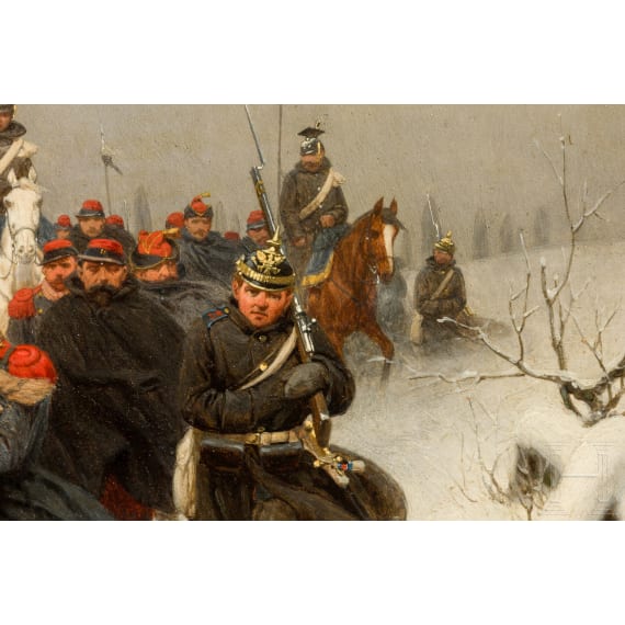 Christian Sell d.&Auml;. (1831 - 1883), "Abmarsch", deutsch, dat. 1879