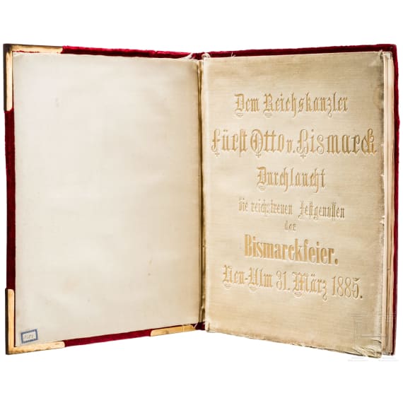 Otto F&uuml;rst von Bismarck (1815 - 1898) - "Festrede zur Bismarckfeier in Neu-Ulm am 31. M&auml;rz 1885", Ehrengeschenk an den Reichskanzler