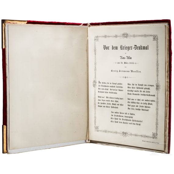 Otto F&uuml;rst von Bismarck (1815 - 1898) - "Festrede zur Bismarckfeier in Neu-Ulm am 31. M&auml;rz 1885", Ehrengeschenk an den Reichskanzler