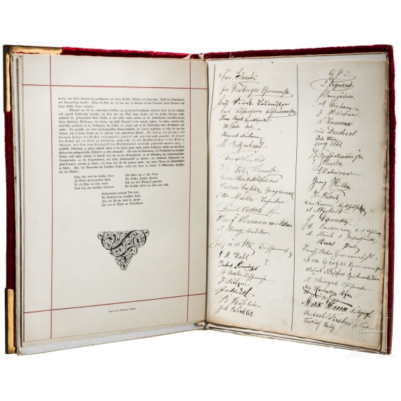 Otto F&uuml;rst von Bismarck (1815 - 1898) - "Festrede zur Bismarckfeier in Neu-Ulm am 31. M&auml;rz 1885", Ehrengeschenk an den Reichskanzler