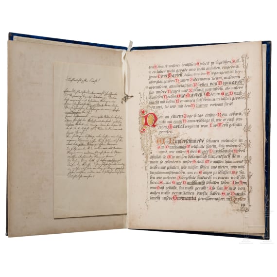 Otto F&uuml;rst von Bismarck (1815 - 1898) - Ehrenmitgliedschafts-Urkunde der Potsdamer Kupferschmiede-Innung zu seinem 80. Geburtstag 1895