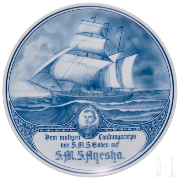 Kapit&auml;nleutnant von M&uuml;cke - Erinnerungsteller "Dem mutigen Landungscorps von S.M.S.Emden auf S.M.S.Ayesha"