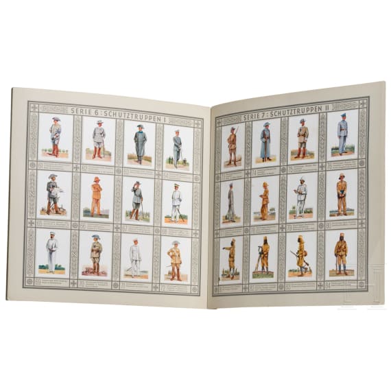 Schwere Reiterfigur der Schutztruppe in Deutsch-S&uuml;dwestafrika sowie Schutztruppenalbum und -buch, 20. Jhdt.