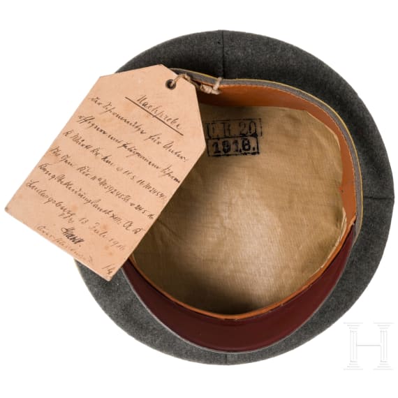 Schirmm&uuml;tze f&uuml;r Unteroffiziere im 2. W&uuml;rttembergischen Ulanen-Regiment Nr. 20 (gesiegelte Probe), datiert 1916