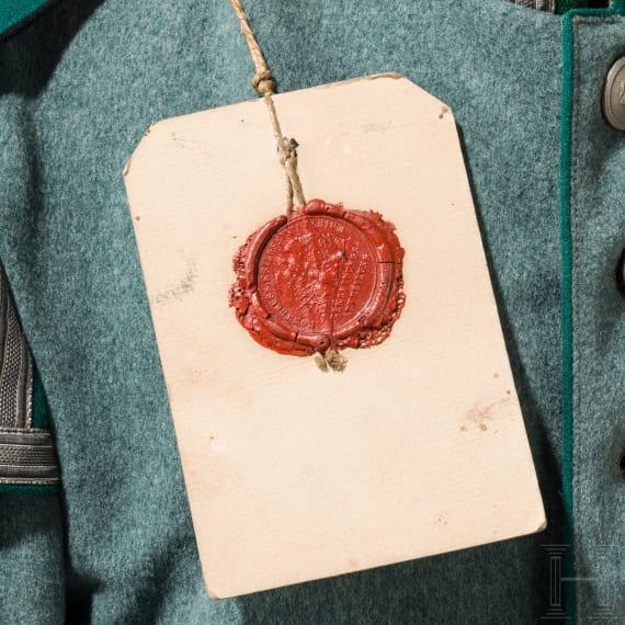 Waffenrock f&uuml;r das J&auml;ger-Regiment zu Pferde Nr. 5, gesiegelte Probe, datiert 1910