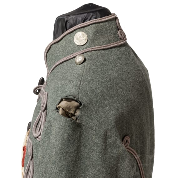 Feldgraue Attila f&uuml;r Mannschaften/Unteroffiziere im Husaren-Regiment Nr. 14 (gesiegelte Probe), datiert 1915