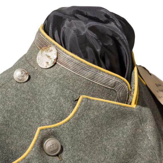 Feldgraue Ulanka f&uuml;r Mannschaften/Unteroffizere im Schleswig-Holsteinischen Ulanen-Regiment Nr. 15 - gesiegelte Probe, datiert 1908