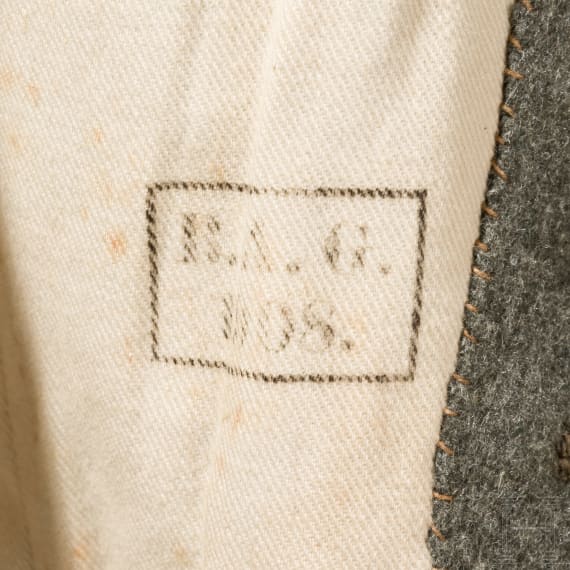 Feldgraue Ulanka f&uuml;r Mannschaften/Unteroffizere im Schleswig-Holsteinischen Ulanen-Regiment Nr. 15 - gesiegelte Probe, datiert 1908