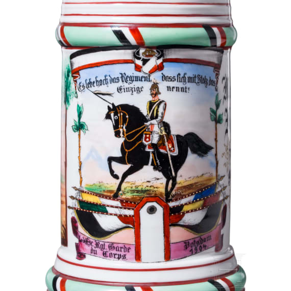 Geschenkkrug f&uuml;r einen Angeh&ouml;rigen der Leib-Eskadron Garde du Corps, Potsdam, 1904